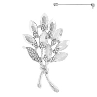 FLORAL CRYSTAL BROOCH PIN
